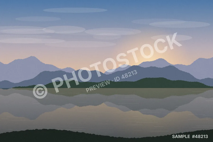 Lake landscape covered by a diagonal stock photo watermark
