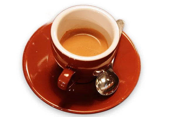 Espresso cup on a white background with a soft product shadow